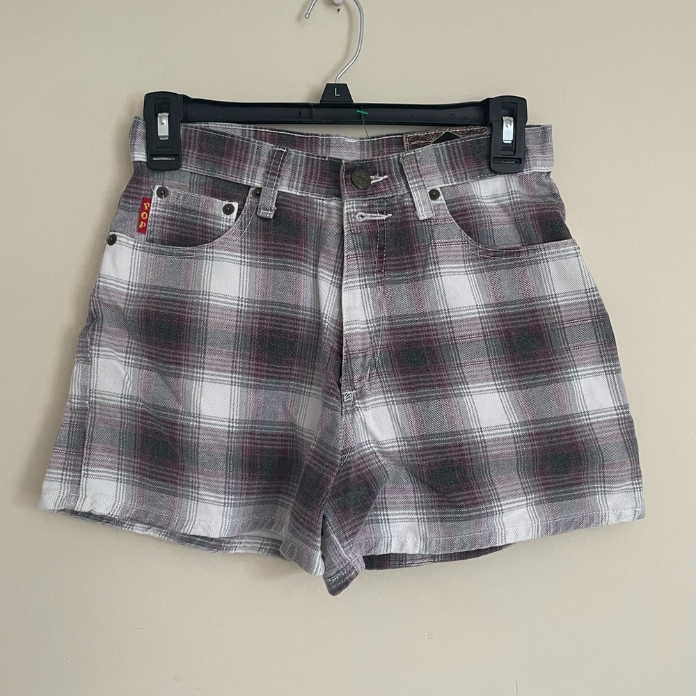 Womens plaid mom style shorts